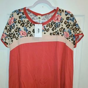 Sew In Love Peachy Cheetah Tag Large NWT